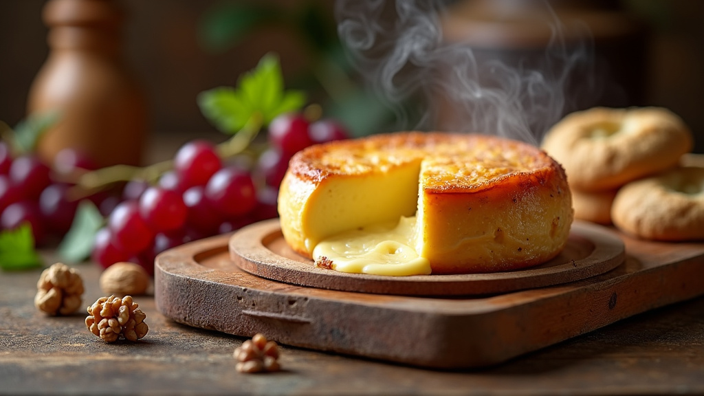 Camembert rôti garni de miel, noix et figues séchées
