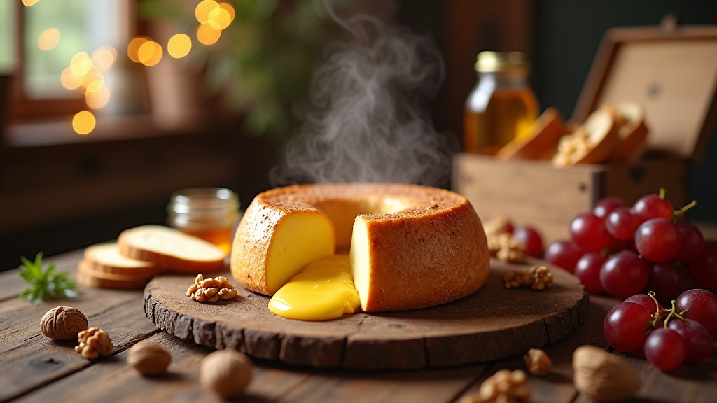 Camembert rôti sur un barbecue en extérieur