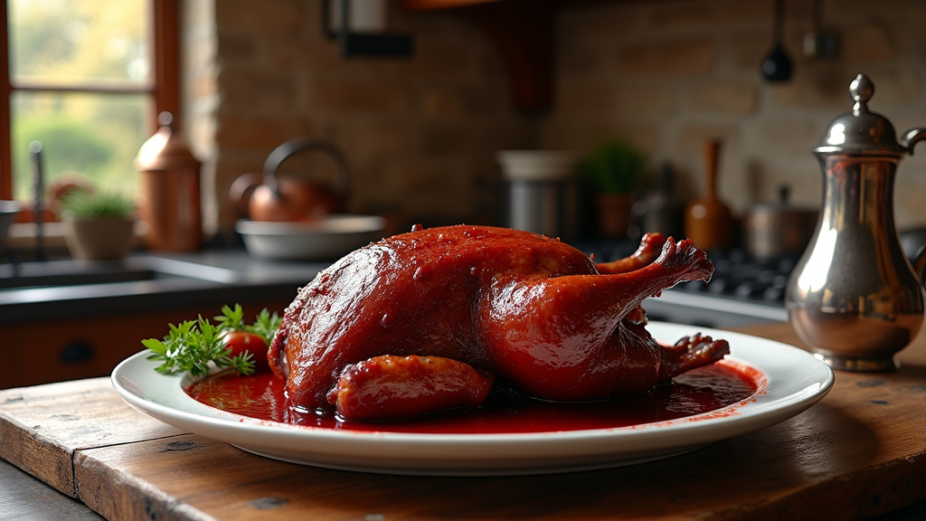 Intérieur d'un restaurant traditionnel à Rouen servant le canard à la rouennaise