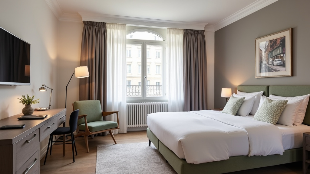 Équipe de conciergerie bordelaise discutant autour d'un tableau de bord numérique avec des statistiques de performance