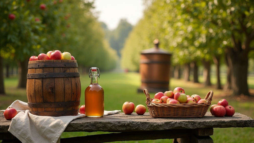Vergers normands à la récolte des pommes à cidre en automne