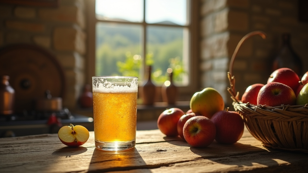 Détail d'une pomme à cidre normande dans un verger traditionnel