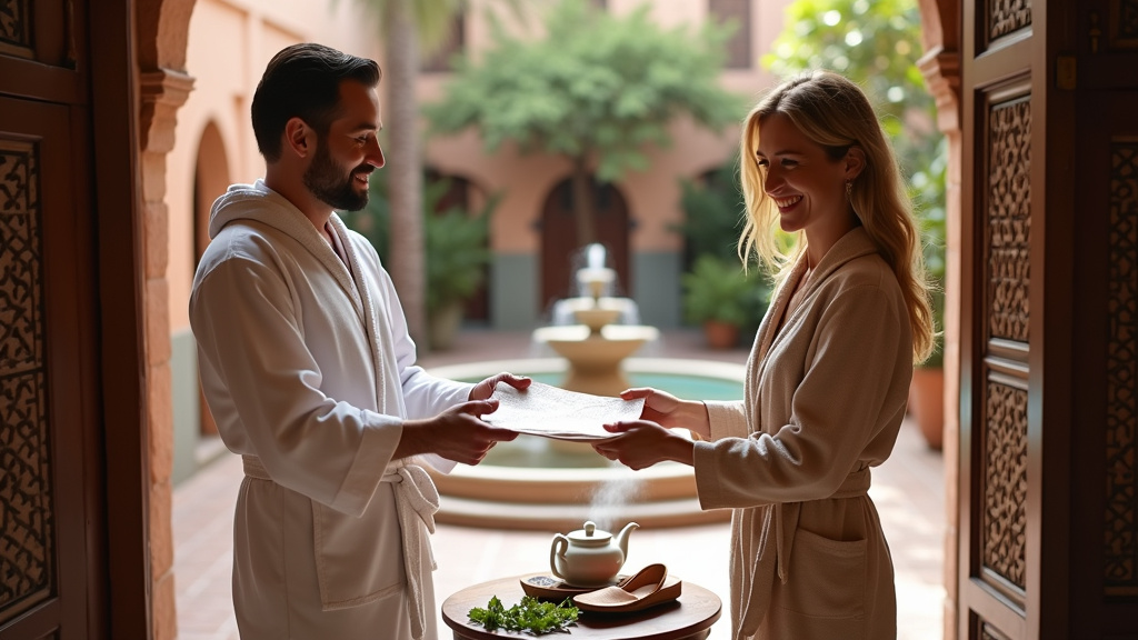 Riad marocain traditionnel à Marrakech avec piscine et jardin paysager
