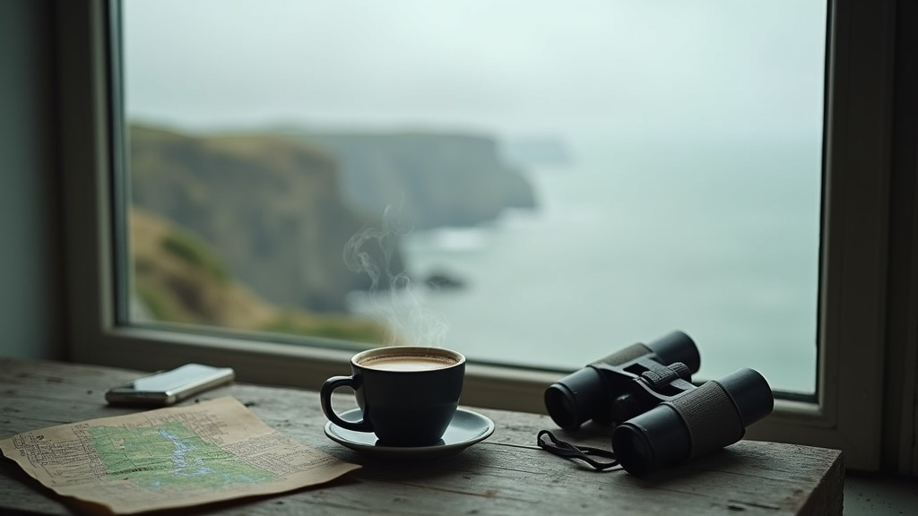 Paysage normand sous la pluie avec des nuages bas et une atmosphère humide typique du Calvados