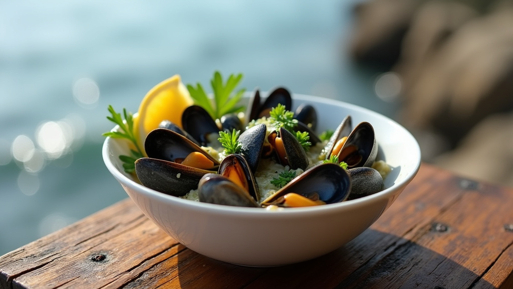 Préparation des moules à la crème avec échalotes, ail et vin blanc dans une grande cocotte