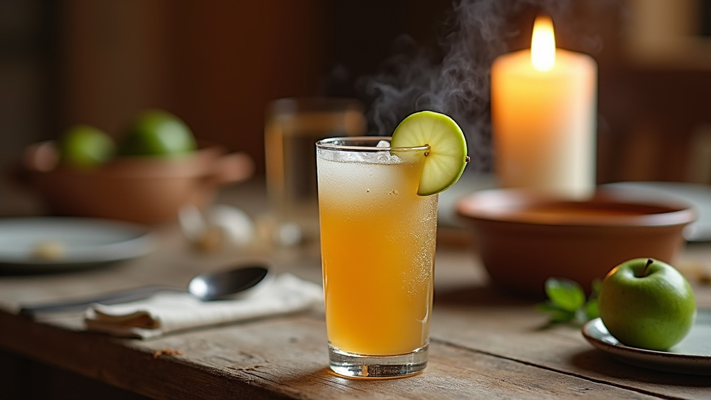 Présentation moderne du trou normand avec sorbet et Calvados