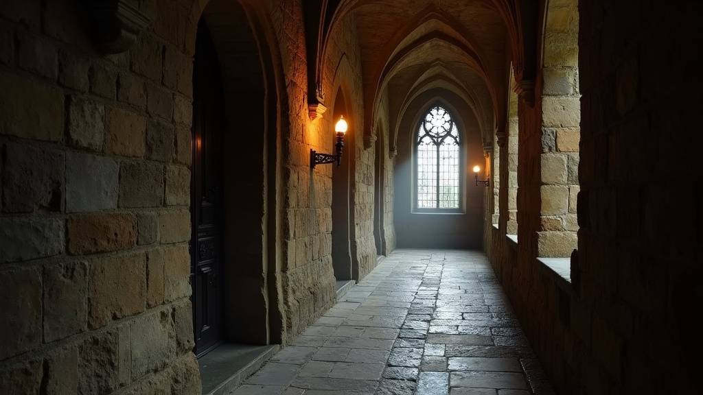 Reconstitution de la cellule de Marie-Antoinette à la Conciergerie, avec un lit simple et un crucifix